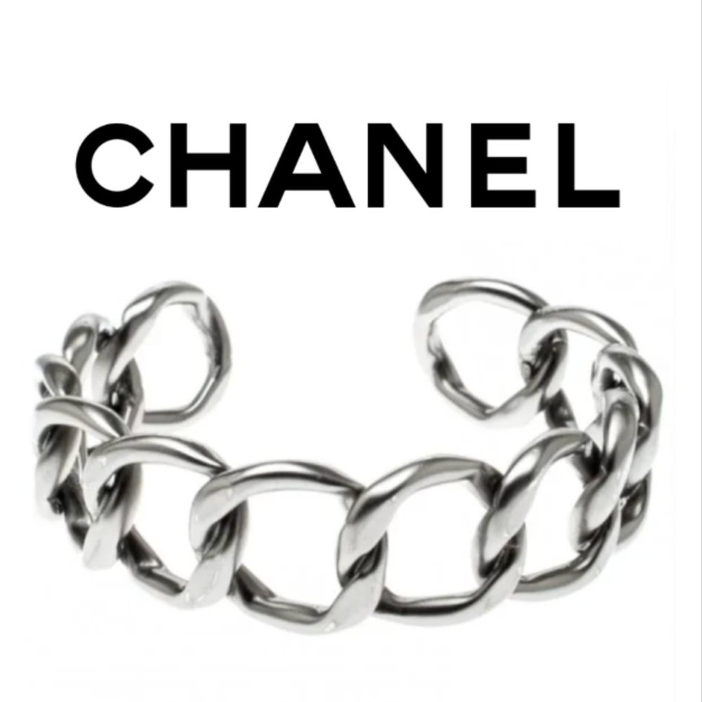 Chanel Designer Gunmetal Silver Chain Choker Necklace- Rare